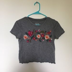 grey embroidered flower shirt